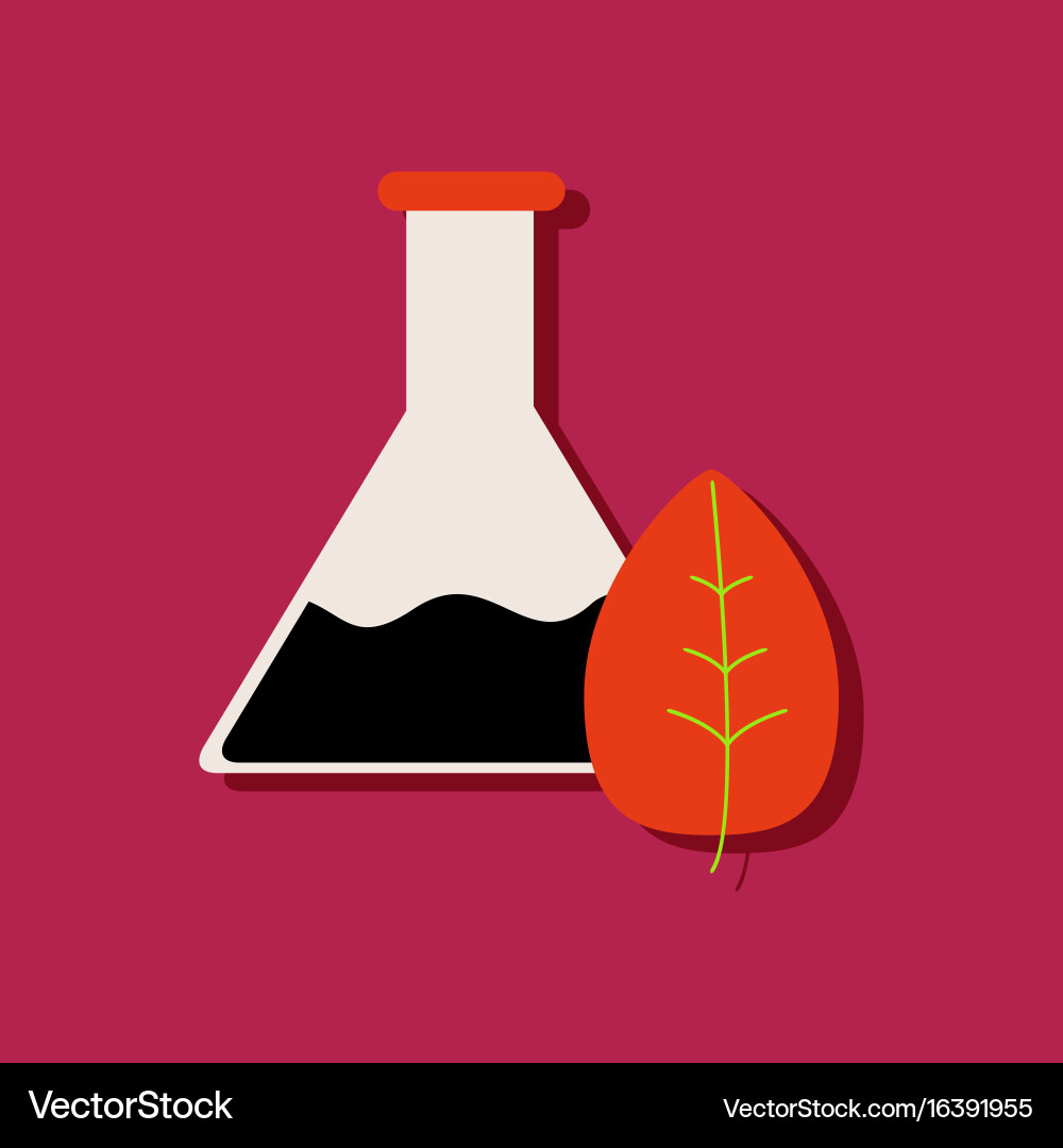 Flat icon design collection lab flask with leaf vector image