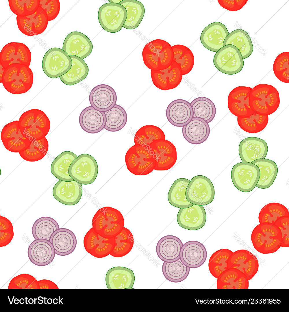 Fresh Salad Ingredients Pattern Vector Image