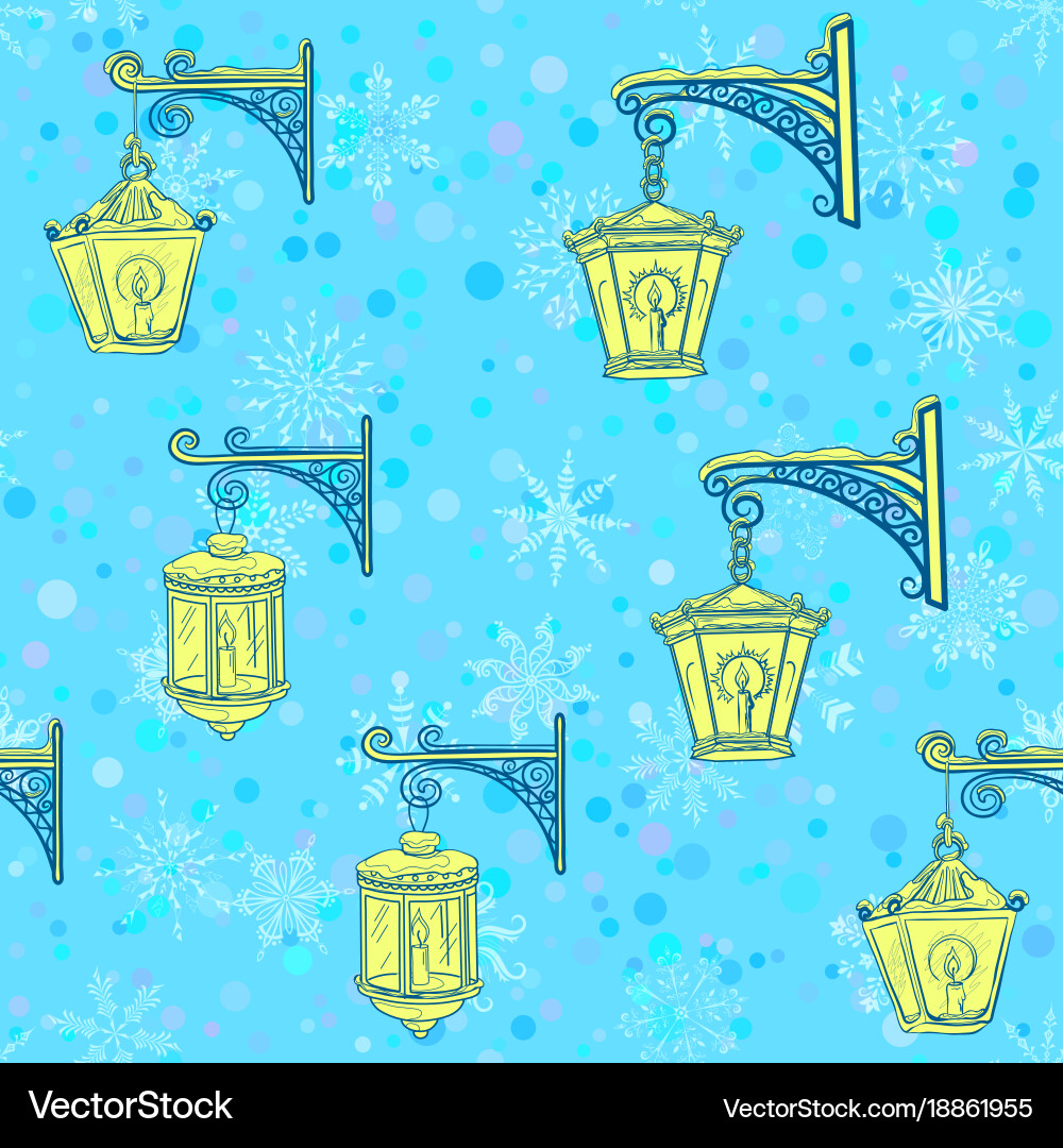 Luminescent Lanterns Winter Pattern Vector Image