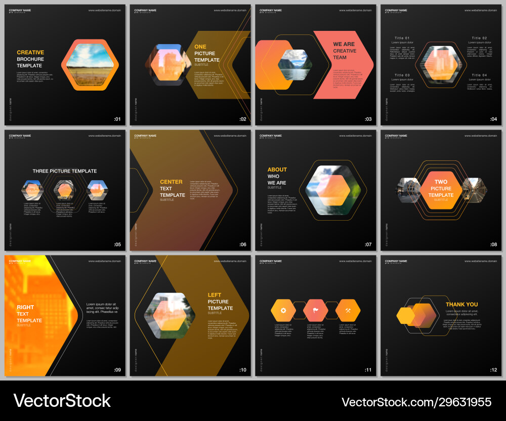 Minimal brochure templates with colorful hexagonal vector image