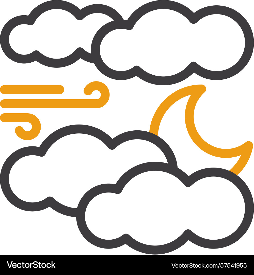 Moon and clouds two color icon Vector Image