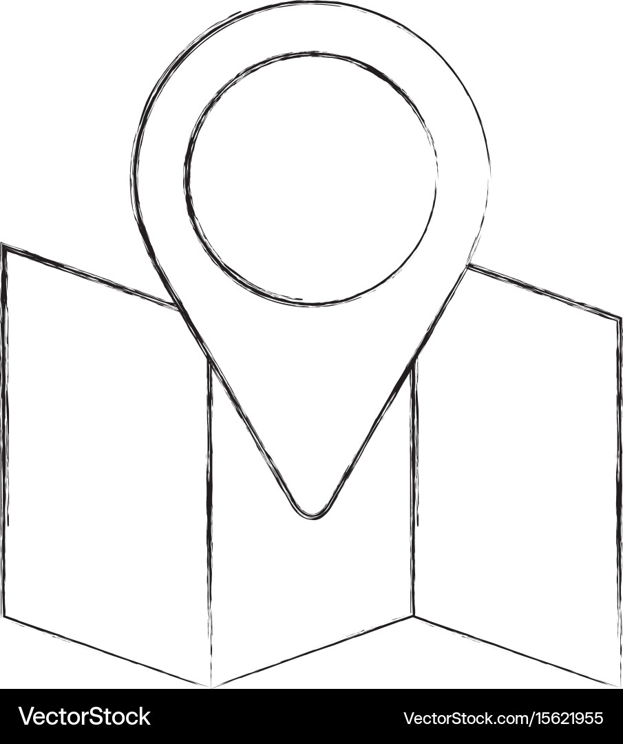Paper map with pointer vector image
