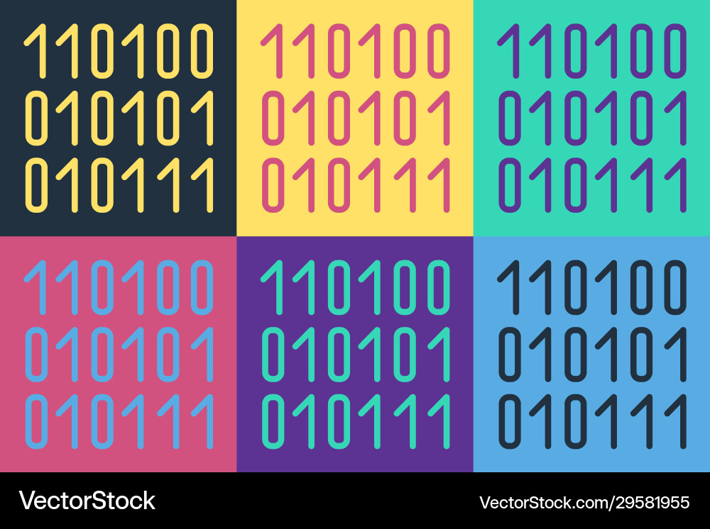 Pop art binary code icon isolated on color Pop art binary code icon isolated on color vector image