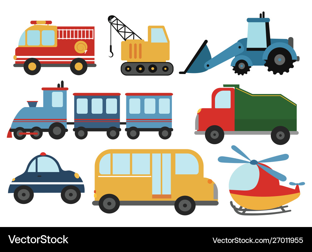 Set cartoon cars collection stylized Set cartoon cars collection stylized vector image