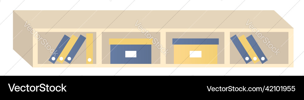 Shelf with books and boxes concept of learning Vector Image