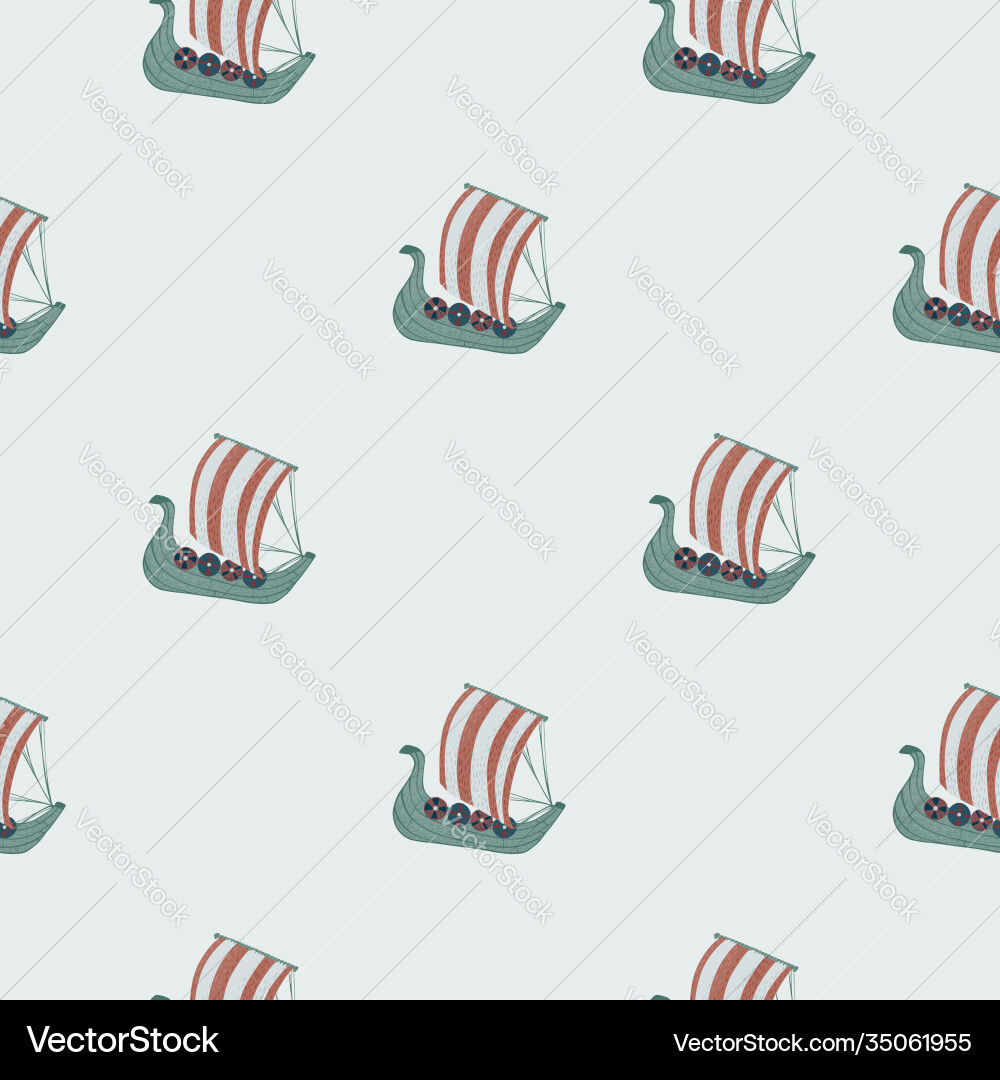 Simple doodle seamless pattern with snailing ship Simple doodle seamless pattern with snailing ship vector image