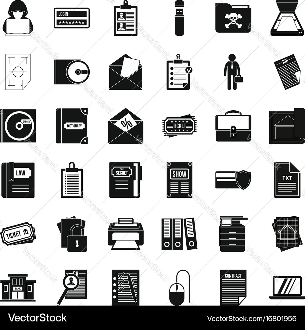 Computer document icons set simple style vector image