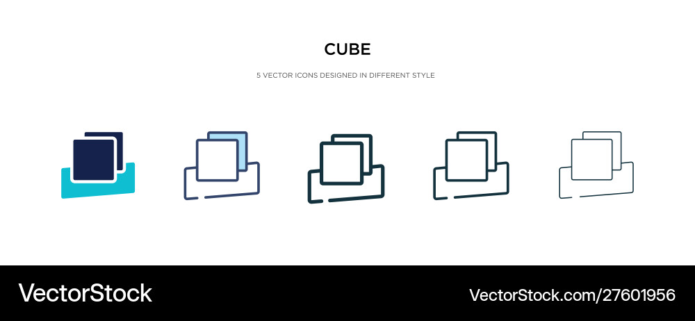 Cube icon in different style two colored vector image