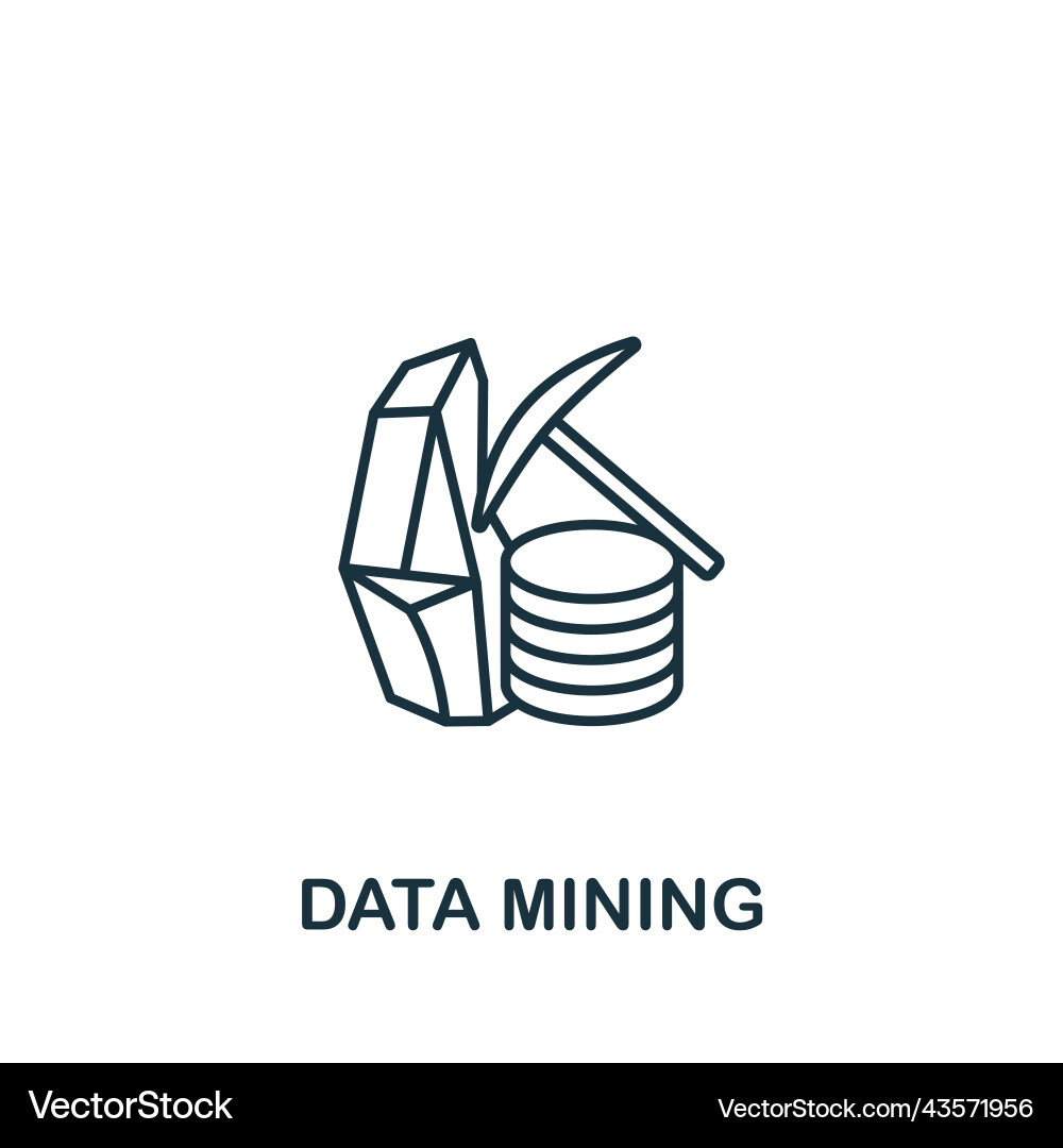 Data mining icon monochrome simple line Data mining icon monochrome simple line Vector Image