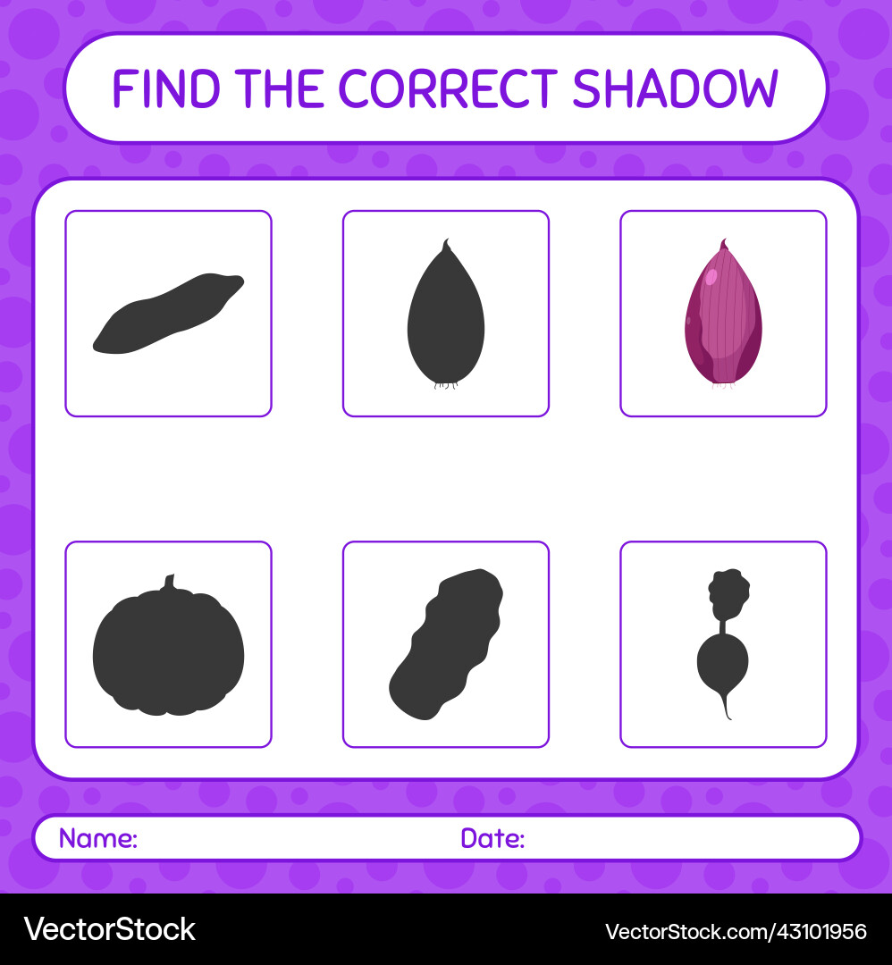 Find the correct shadows game with shallots Find the correct shadows game with shallots Vector Image