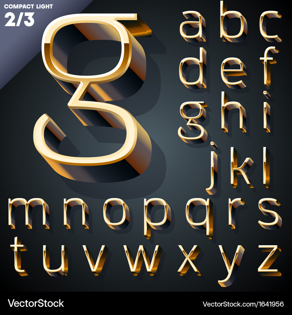 Golden 3D Alphabet Set vector image