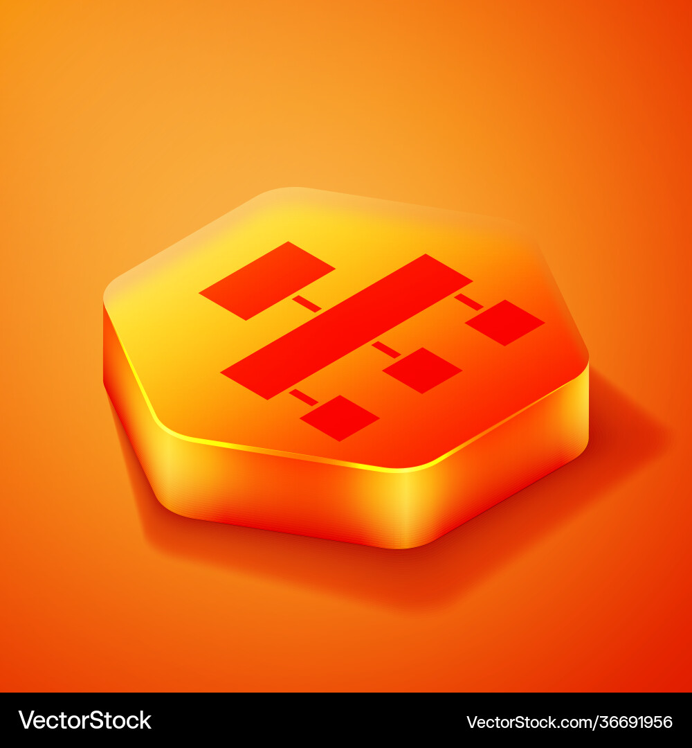 Isometric site map icon isolated on orange Vector Image
