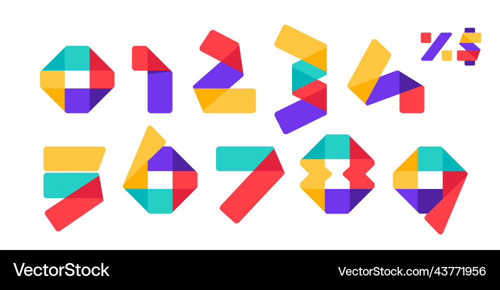 Numbers set made of overlapping lines paper Numbers set made of overlapping lines paper vector image