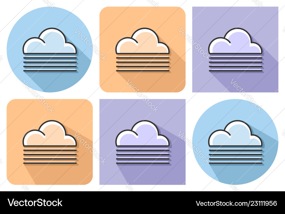 Outlined icon of foggy weather with parallel vector image