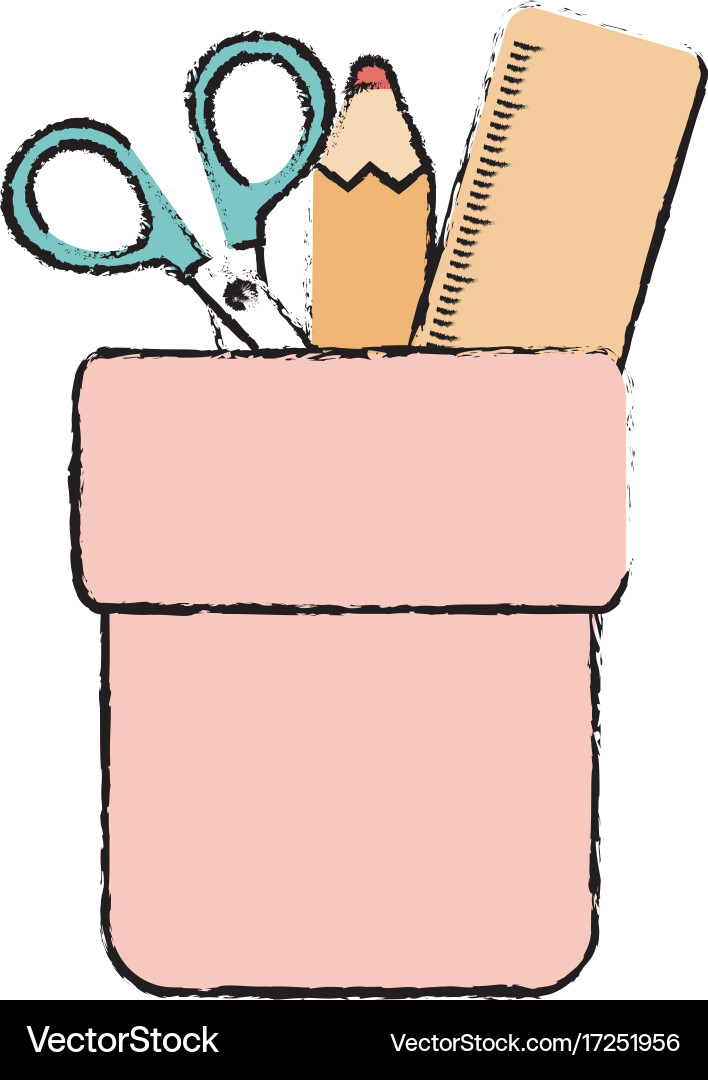 Pencil holders with rule and scissors vector image
