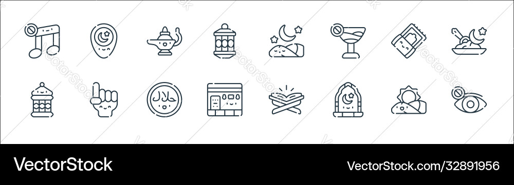 Ramadan line icons linear set quality Ramadan line icons linear set quality vector image