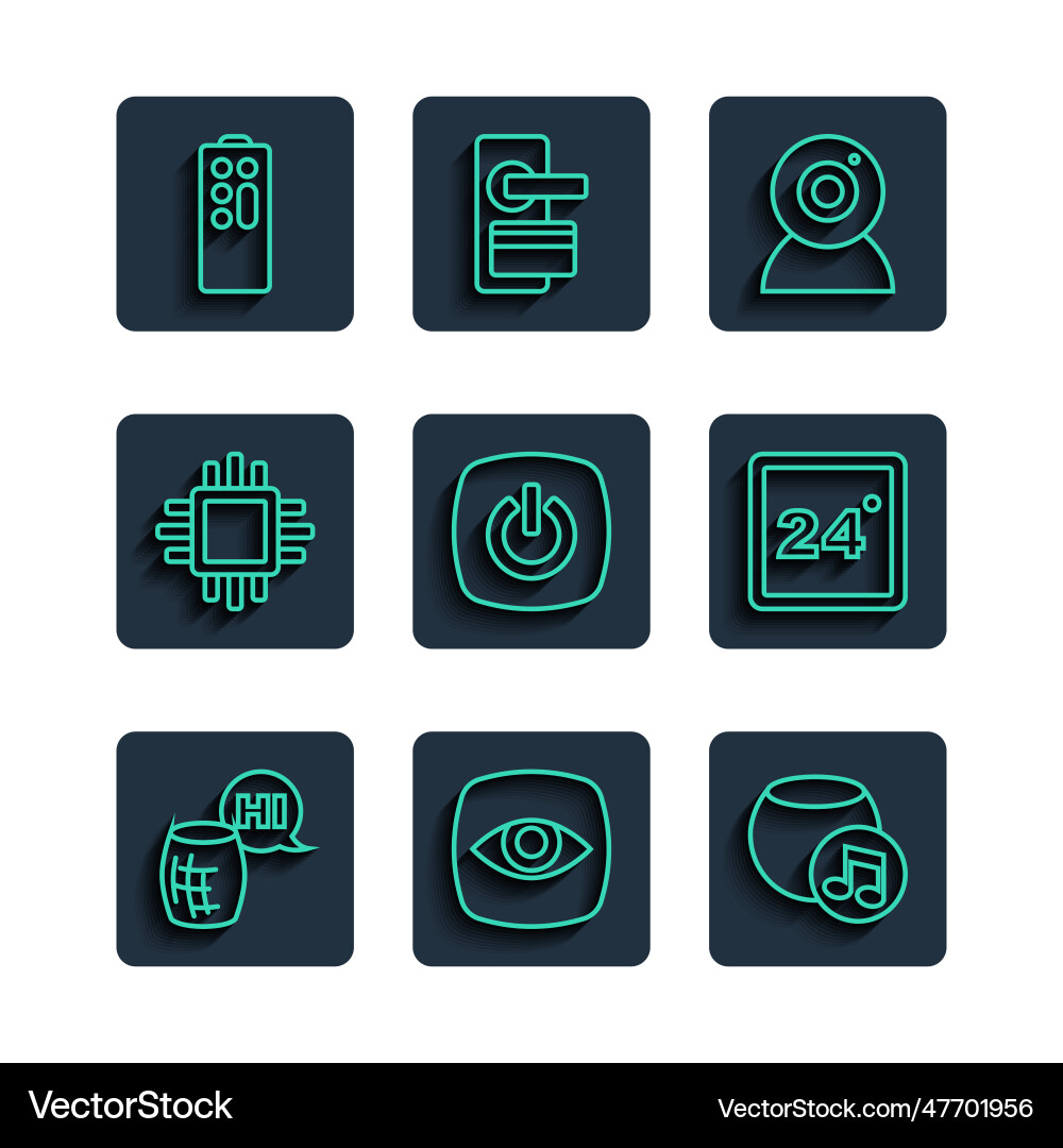 Set line voice assistant security camera web Set line voice assistant security camera web vector image