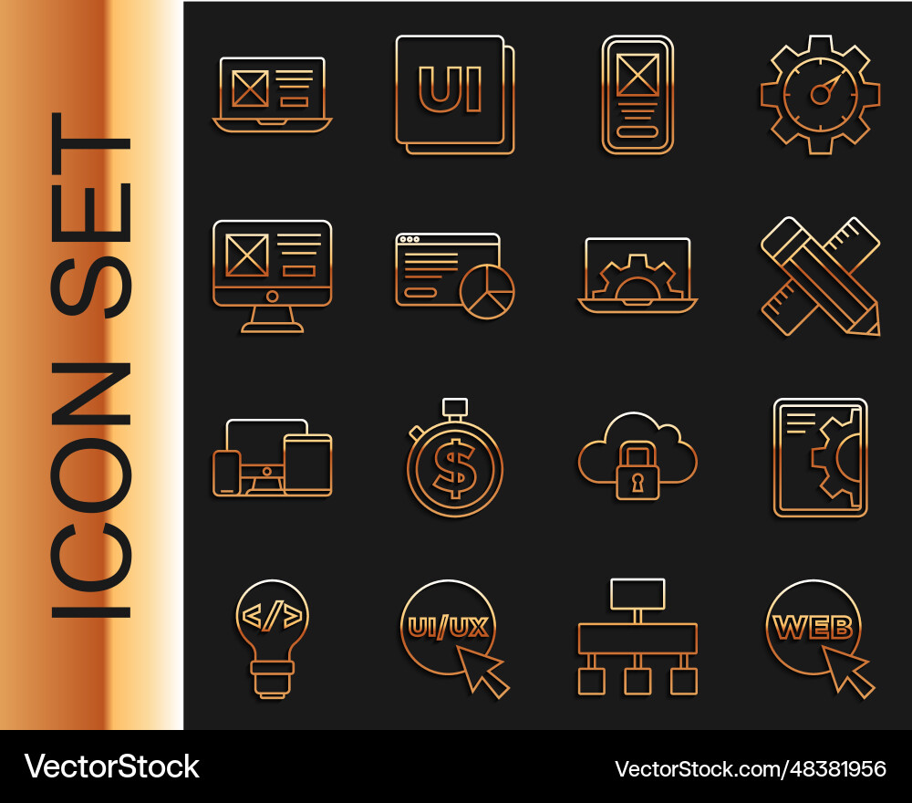 Set line web and graphic design development Set line web and graphic design development vector image