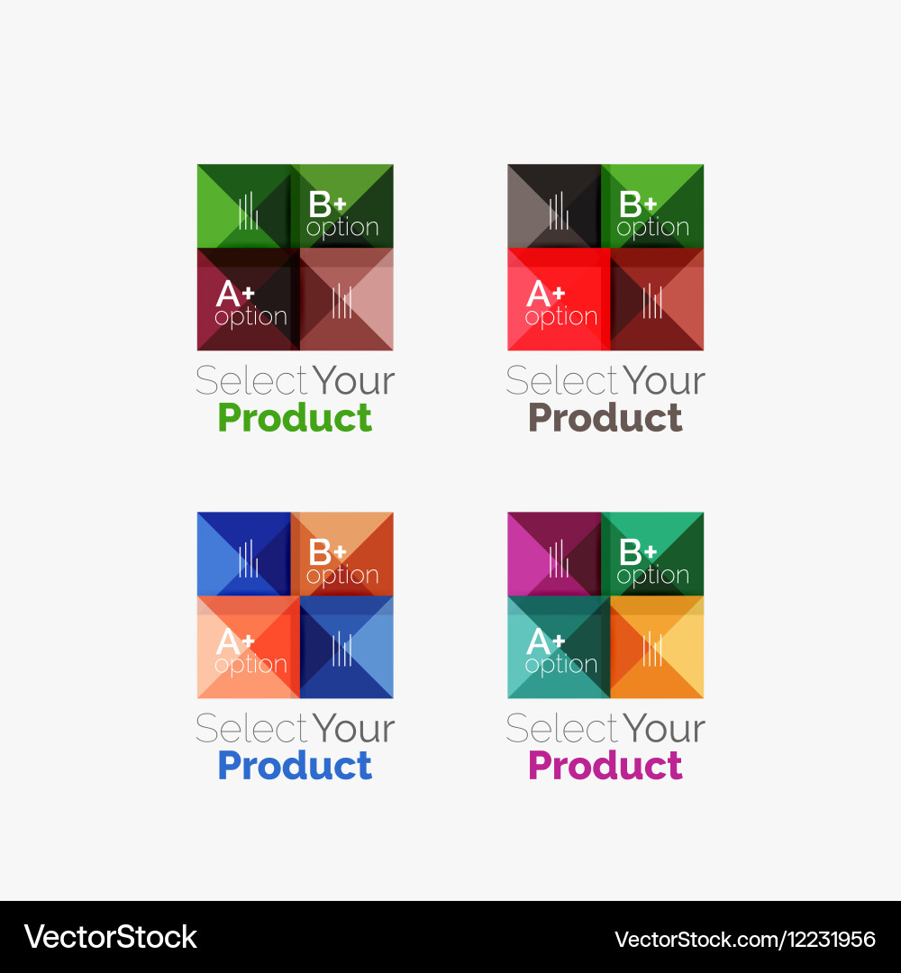 Set of abstract square interface menu navigation Vector Image