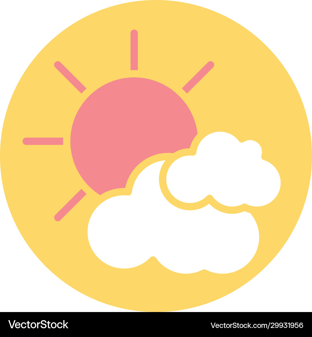 Sun and clouds icon block style design vector image