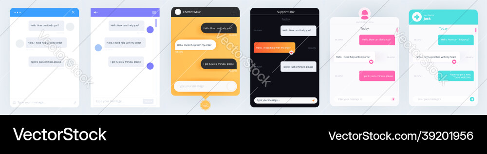 Template for a chat with bot the messages Template for a chat with bot the messages vector image