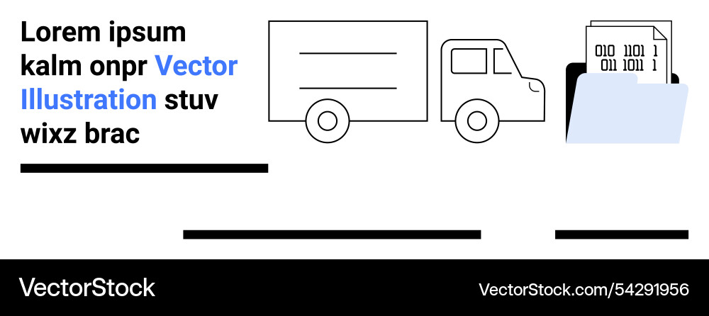 Truck icon with file folder and binary code Truck icon with file folder and binary code Vector Image