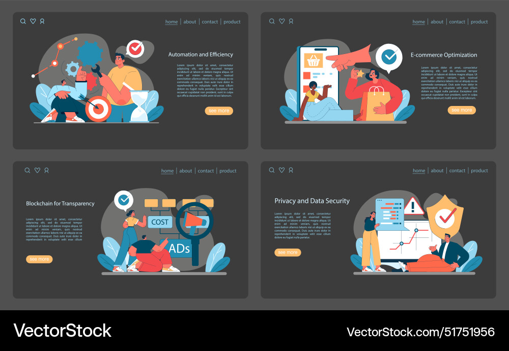 Web interface set showcasing automation online Web interface set showcasing automation online vector image