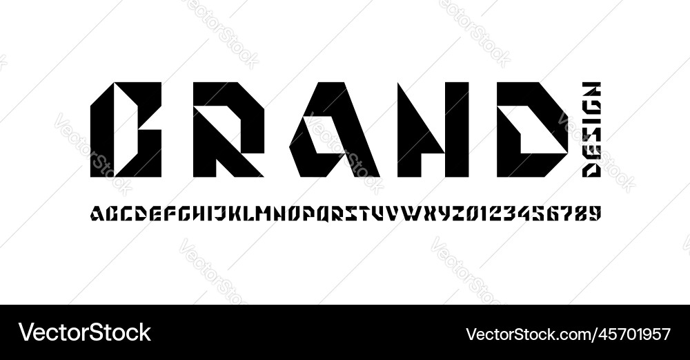Abstract hi tech techno alphabet font vector image