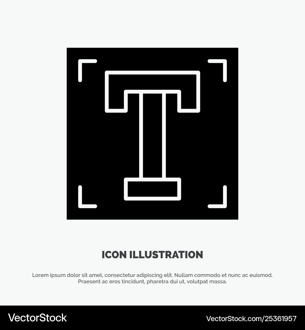 Designer font path program text solid glyph icon Designer font path program text solid glyph icon Vector Image
