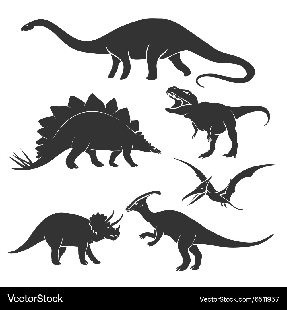 Dinosaur Silhouettes Collection Vector Image