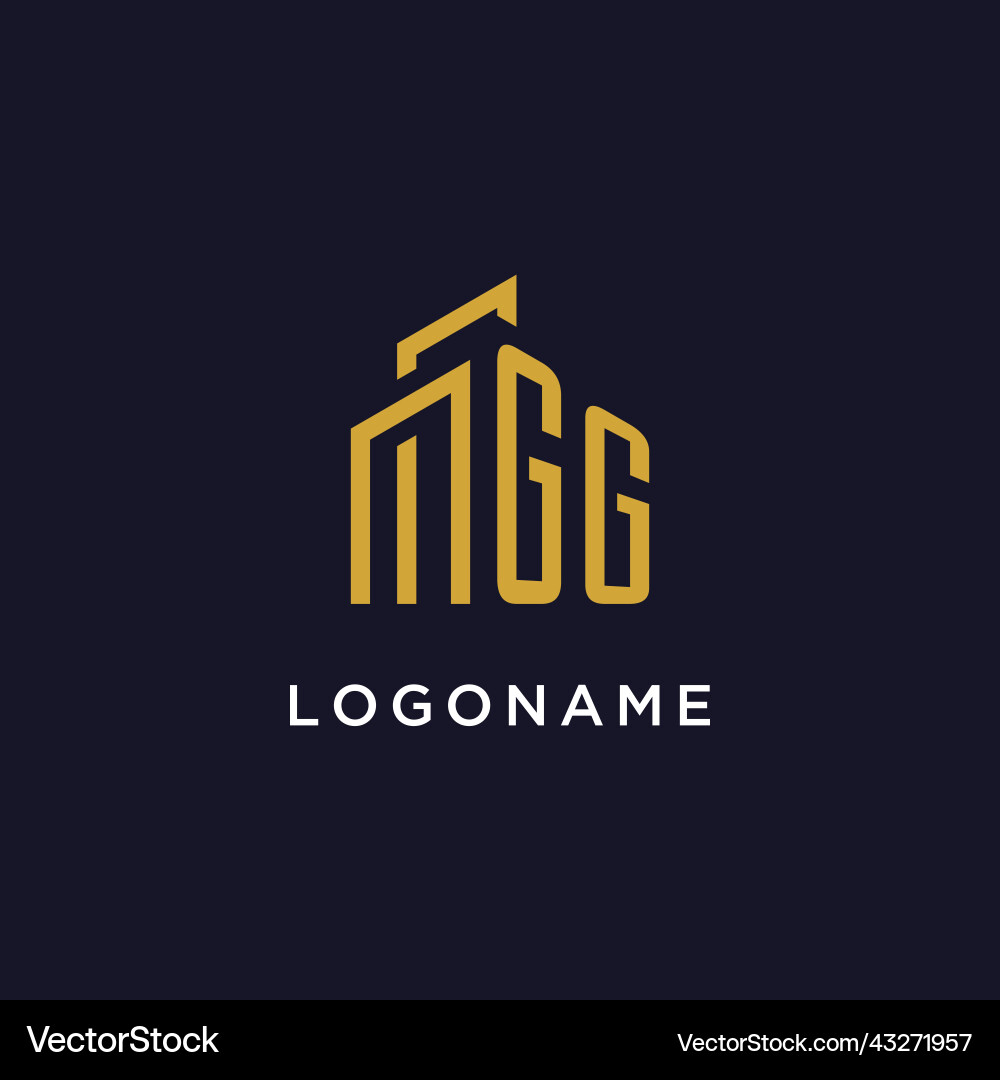Gg initial monogram with building logo design Vector Image