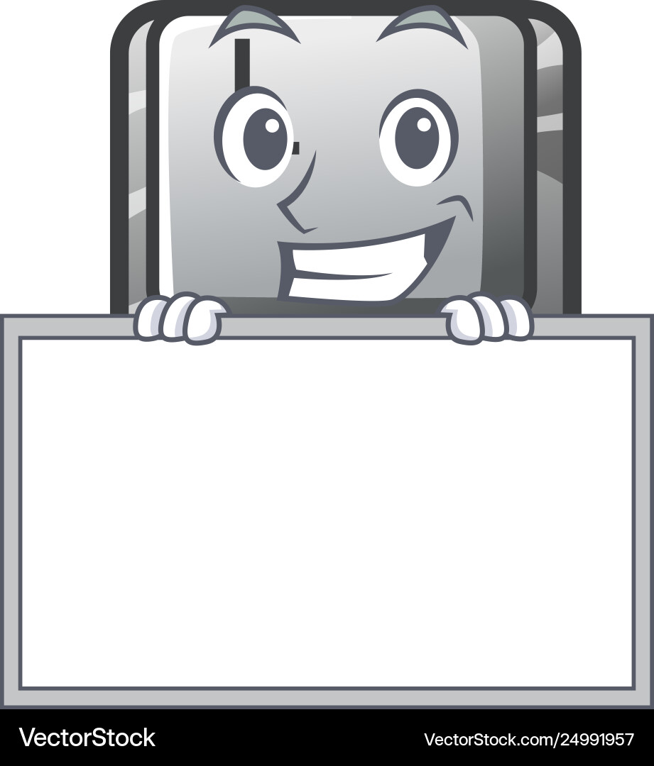 Grinning with board button l attached to character Vector Image