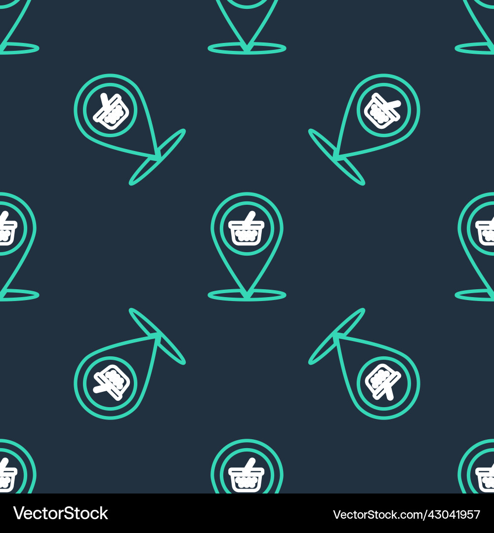 Line map pointer with shopping basket icon Vector Image