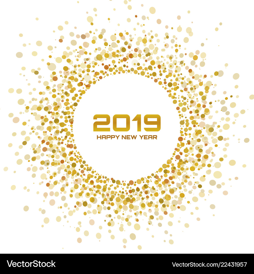 New year 2019 card christmas gold circle frame New year 2019 card christmas gold circle frame vector image