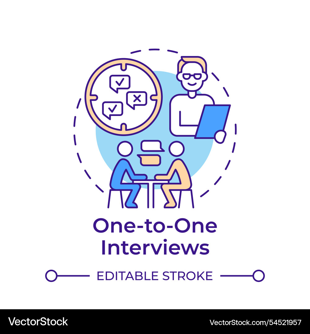 One-to-one interviews multi color concept icon One-to-one interviews multi color concept icon Vector Image