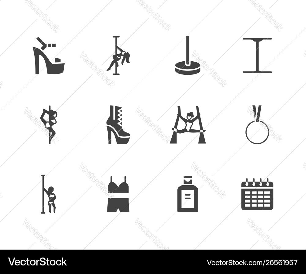 Pole tanz flach glyph icons set sexy Mädchen tanzen Pole tanz flach glyph icons set sexy Mädchen tanzen vektorbild