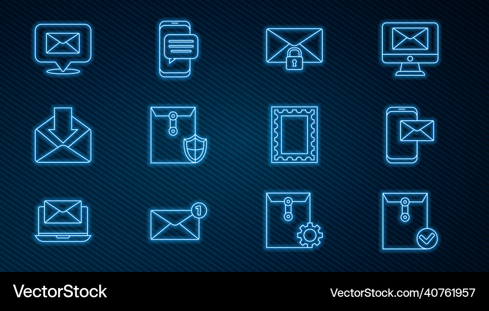 Set line envelope and check mark mobile Set line envelope and check mark mobile vector image