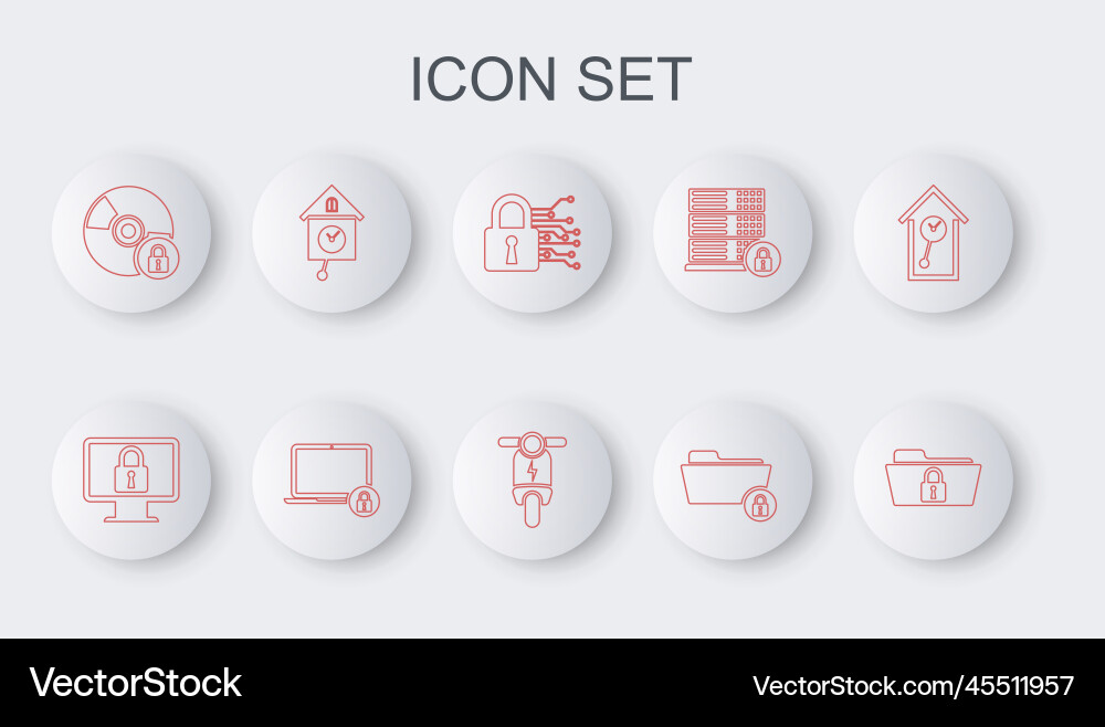 Set line folder and lock on monitor cyber Set line folder and lock on monitor cyber vector image