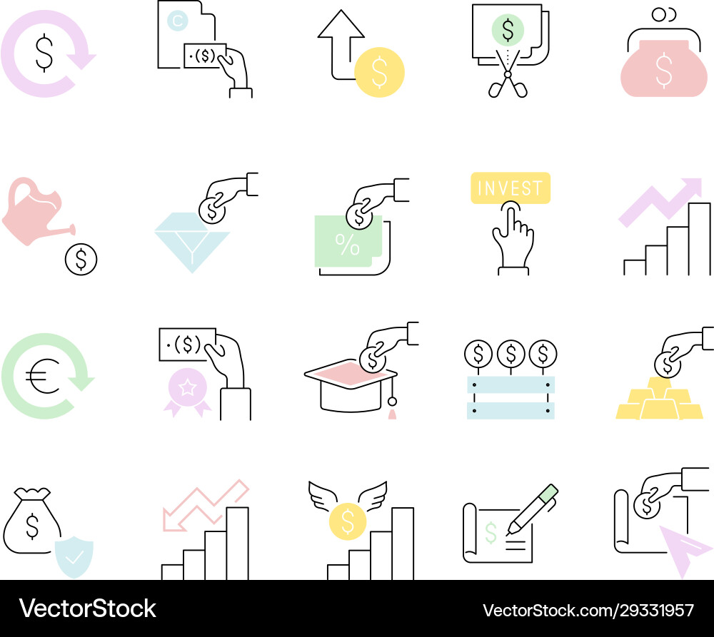 Set line icons investment vector image