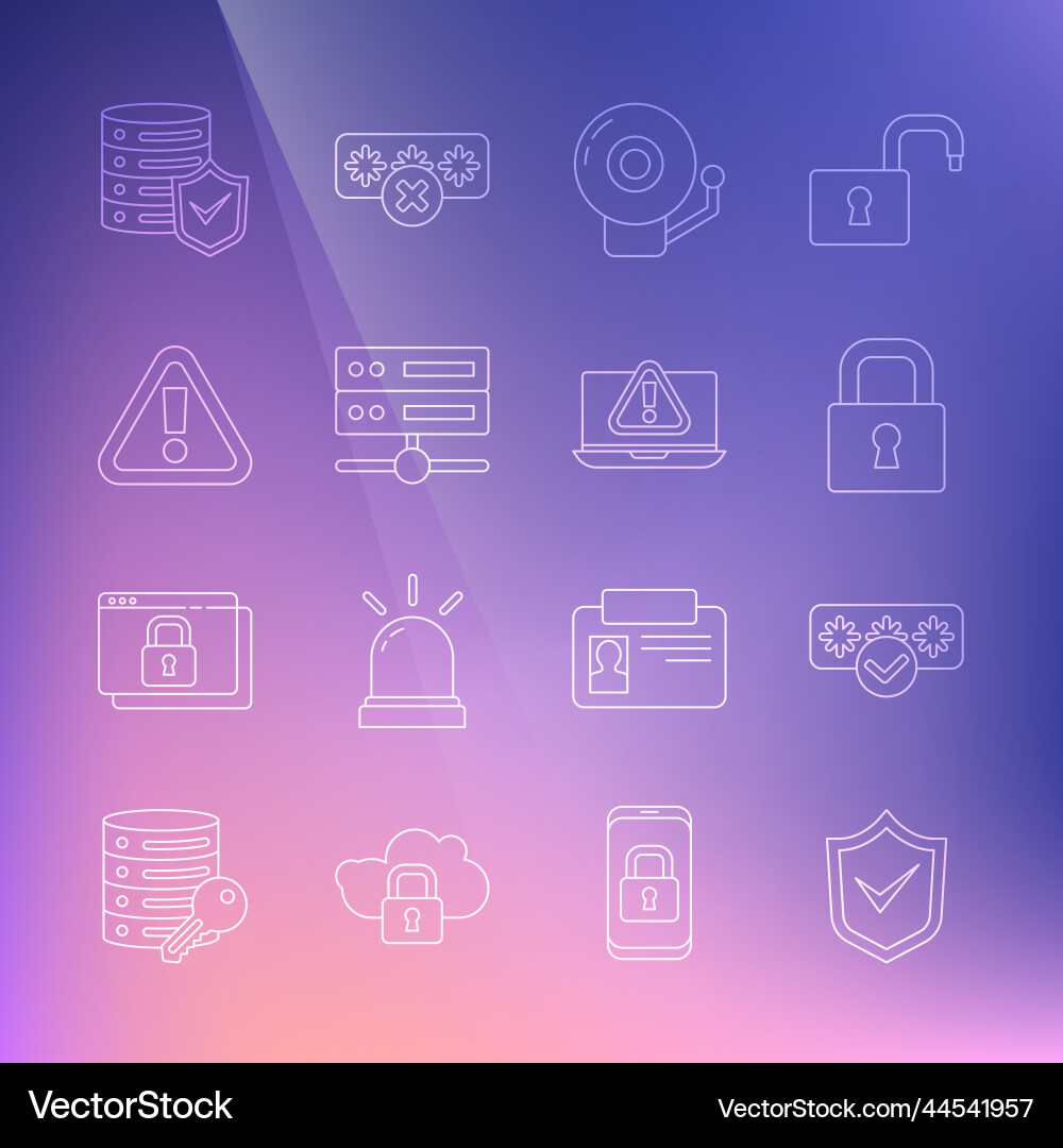 Set line shield with check mark password Vector Image