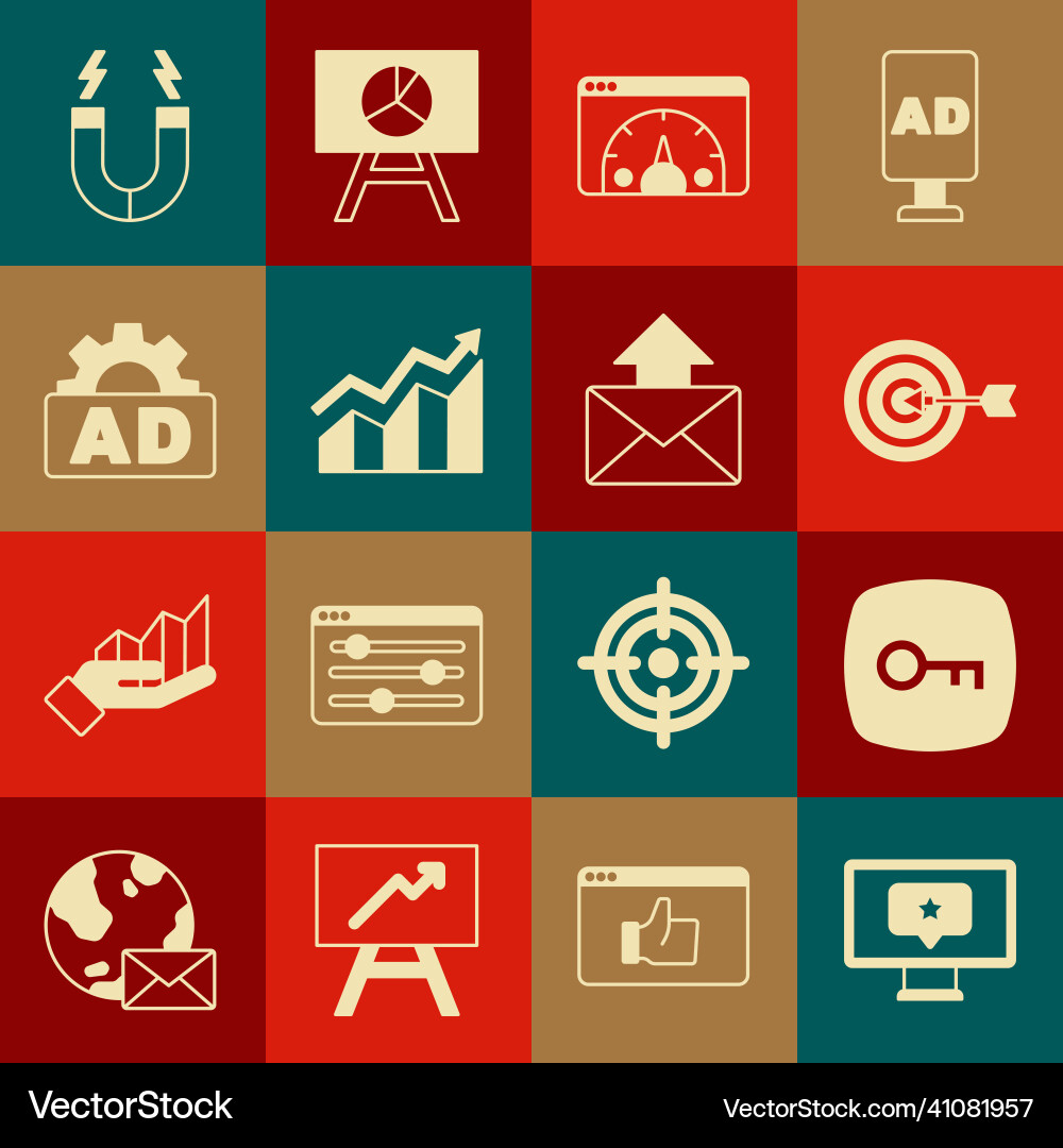 Set monitor with star key target website Vector Image