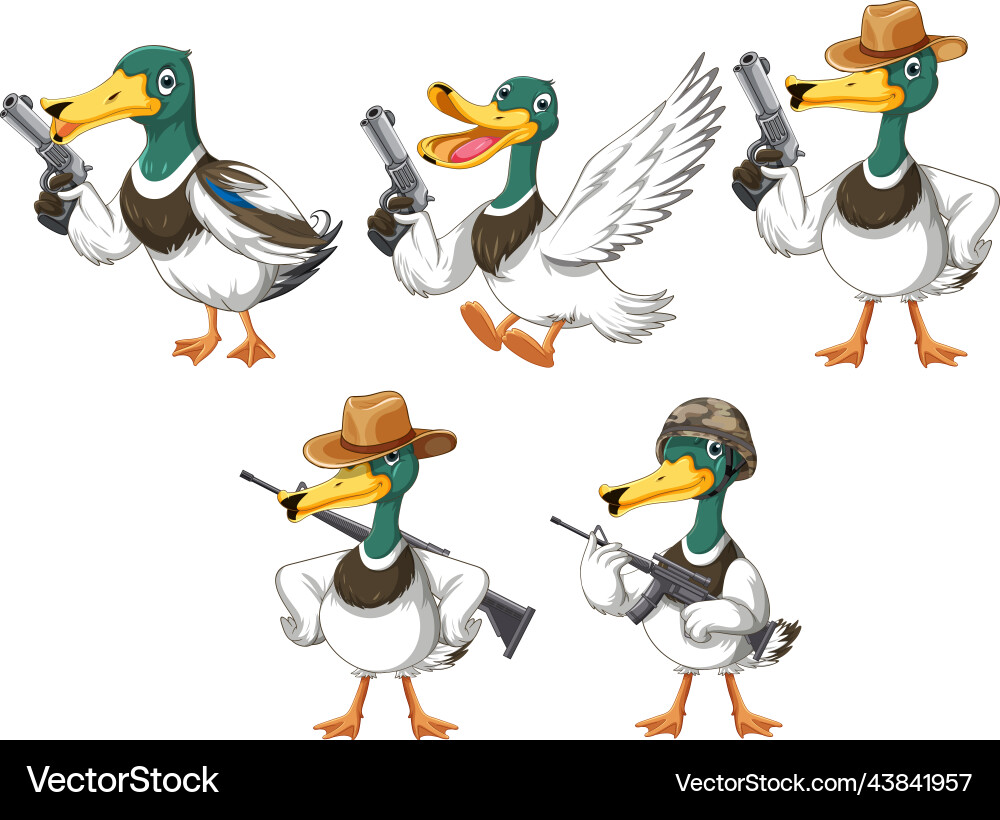 Set of duckling doing different activities Set of duckling doing different activities Vector Image