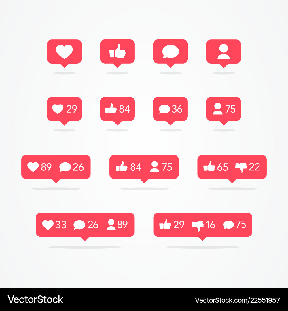 Social Network Icons - Like, Comment, Follow vector image