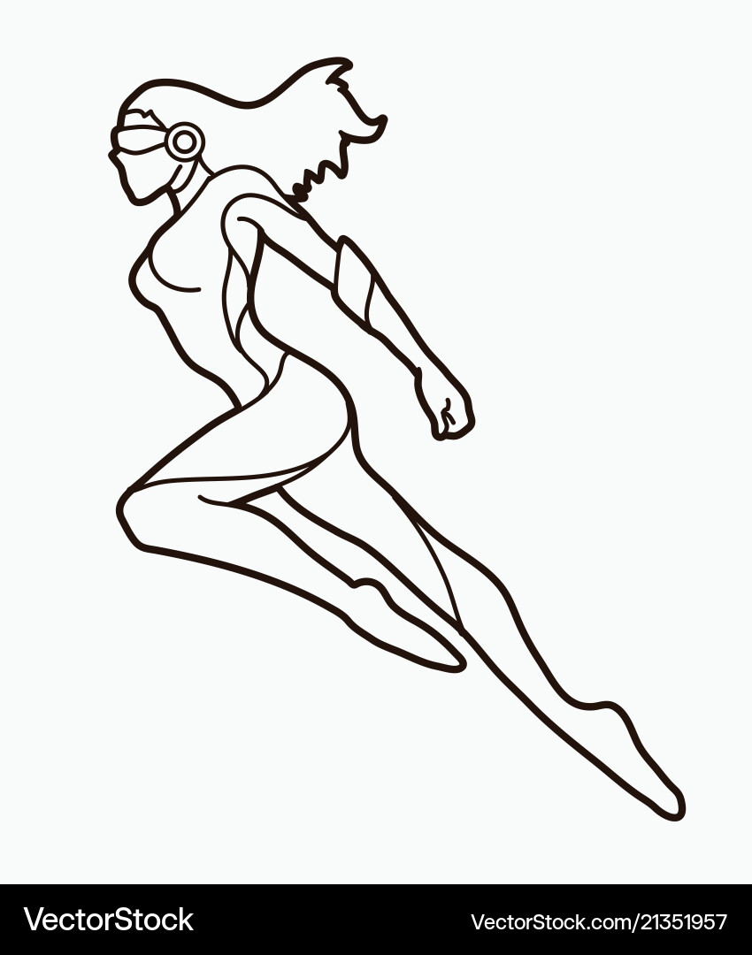 Superhero flying action cartoon Superhero flying action cartoon vector image