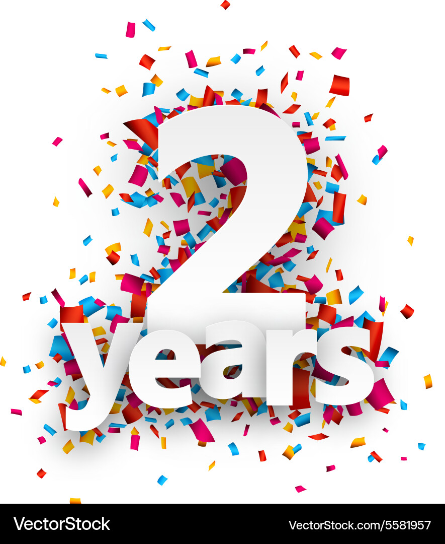 Two years paper confetti sign vector image