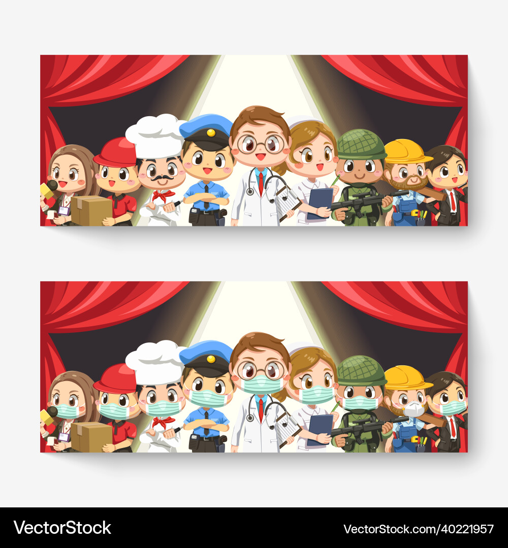 Variety of job bundles for hosting work cartoon Variety of job bundles for hosting work cartoon vector image
