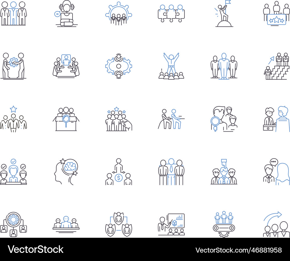 Association line icons collection unity alliance Association line icons collection unity alliance vector image