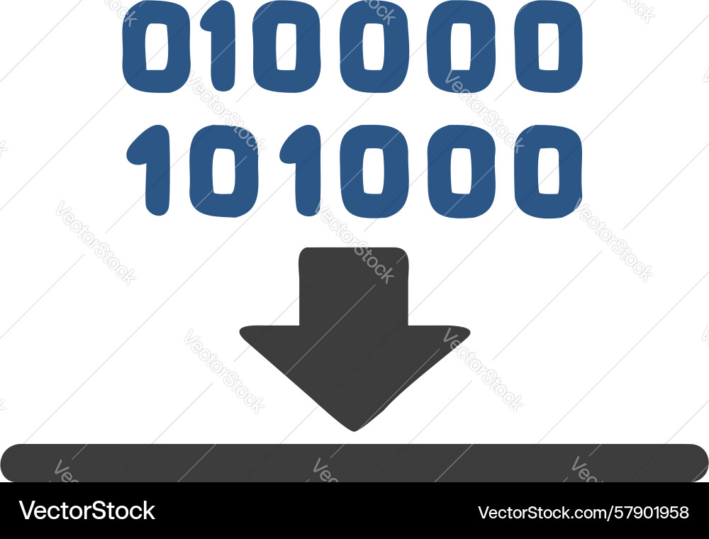 Binary download icon for digital code design vector image