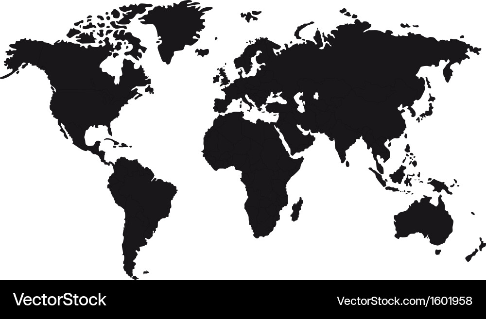 Black World Map Outline vector image