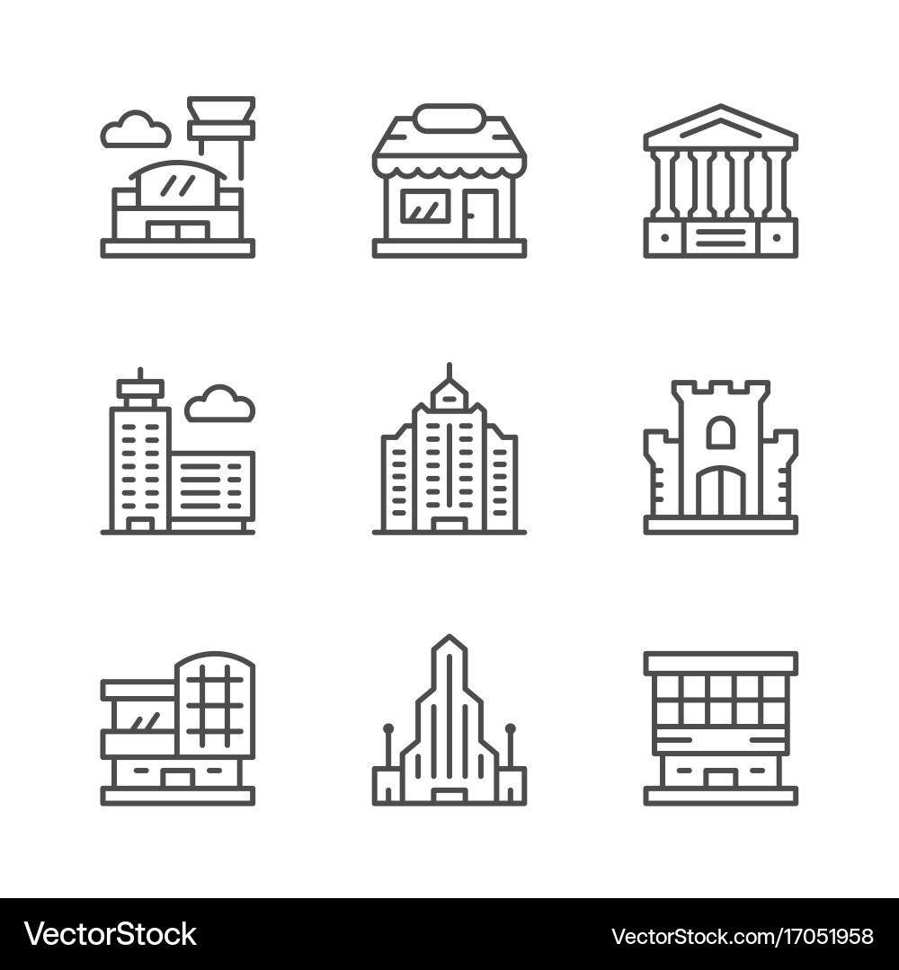 Building Line Icons Set vector image